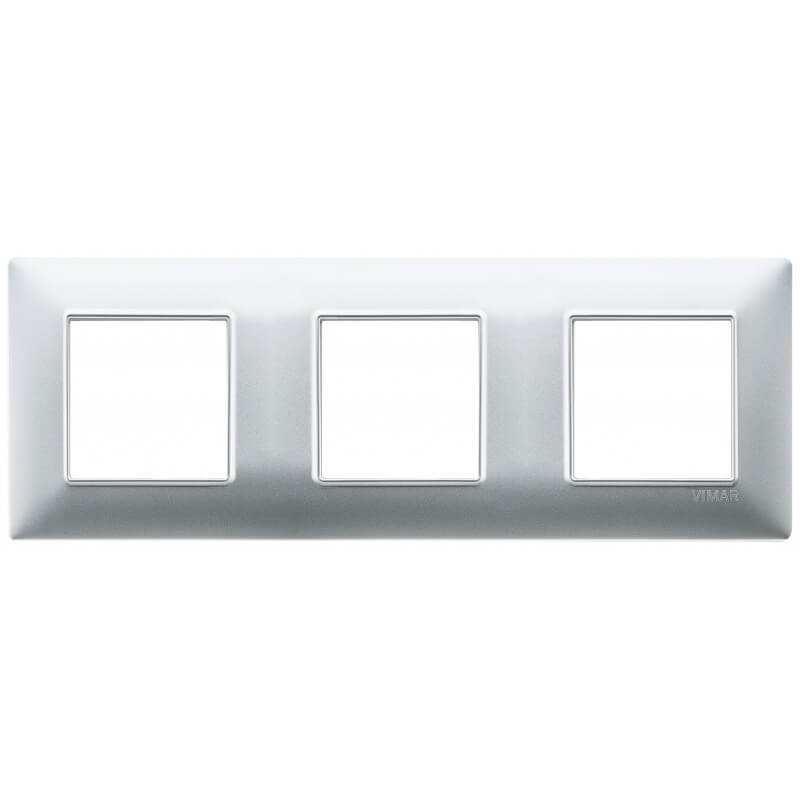 Plaque Plana 2+2+2 techn. argent mat - entraxe 71 - 14644.20 - Electrique