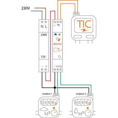 WizzPulse - 2 entrées impulsion + TIC - UBICC025 - Electrique